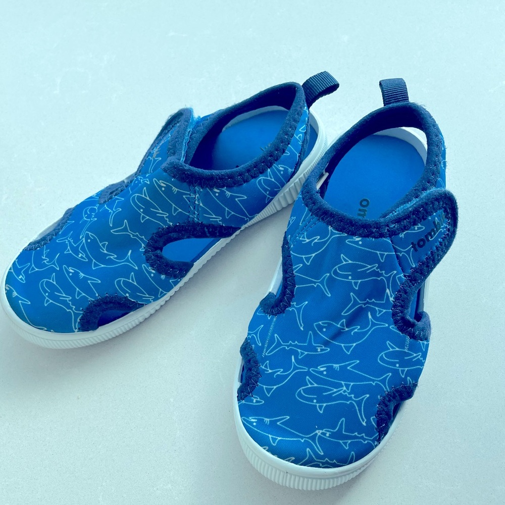 Blue and white shark water shoes